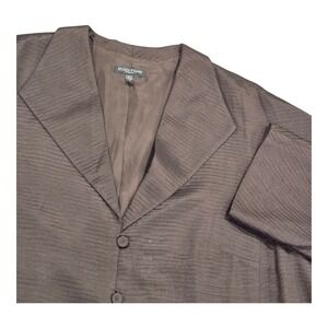 Eileen Fisher Woman Brown Textured Silk Wool Blend Jacket Blazer Womens 1X